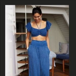 Anthropologie Daily Practice The Jerry Cinched Top in Blue Size M